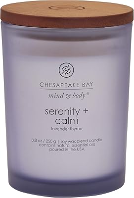 Bougie parfumée chesapeake bay candle, sérénité + calme (thym lavande), pot moyen, décoration
