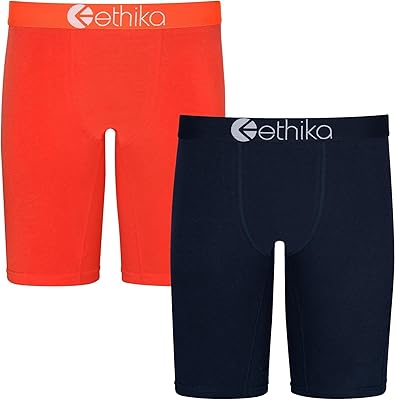 Boxer deux pièces pour hommes, bleu et orange