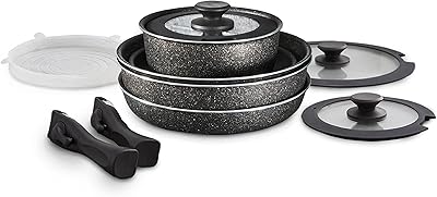 Batterie de cuisine 13 pièces tower freedom avec poignées amovibles avec revêtement micro diamant noir, compatible induction, design empilable, noir t900160. Achetez malin avec Diaytar Sénégal, votre partenaire shopping 100% digital