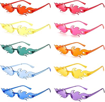 10 pièces de lunettes de soleil colorées de fête rondes/cœur/oeil de chat/rectangle/étoile/feu