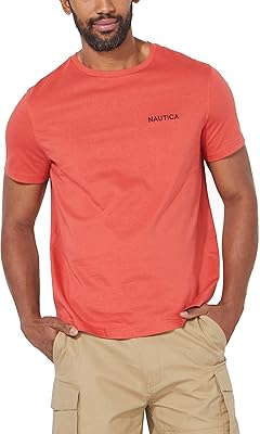T-shirt à manches courtes et col rond de couleur unie nautica pour hommes