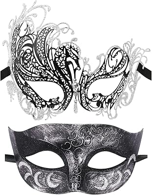Masque de mascarade demi-couple vénitien, masque de mardi gras pour mascarade de fête