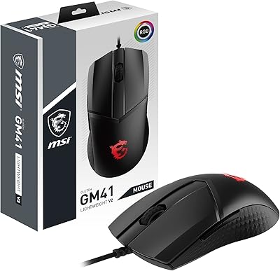 Souris de jeu légère msi clutch gm41 v2 capteur optique