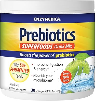 Mélange de boisson superalimentaire enzy medicia prebiotics, saveur pomme verte, 210 g