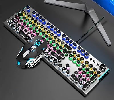 Clavier de jeu filaire avec souris style machine à écrire rétro