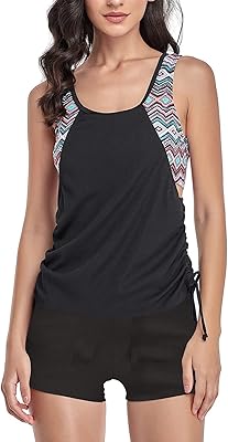 Maillot de bain tankini imprimé taille haute pour femme avec maillot de bain