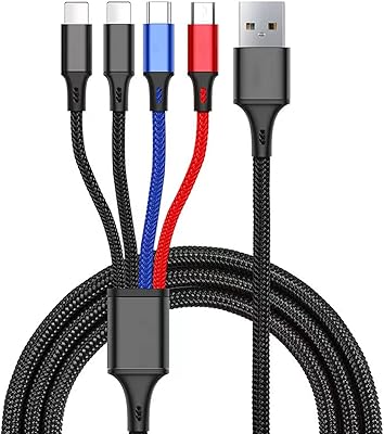 Câble de chargement usb unilus 4 en 1 câble rapide multi-tressé avec ports