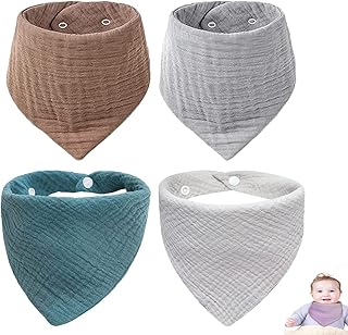 Bavoirs en mousseline pour bébé, lot de 8 bavoirs bandana pour bébé, 100