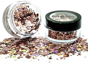 Paint glow 3d chunky glitter - paillettes de beauté végétaliennes pour le visage, le corps, les ongles, les cheveux et les lèvres (or rose). Diaytar : Acheter moins cher n'a jamais été aussi facile