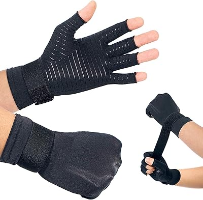 Gants demi-doigts, gants de compression en cuivre delfino pour l'arthrite avec les meilleurs