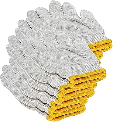 Gants blancs lavables à bord jaune axon, gants sans couture en coton uni