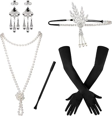 5 pièces d'accessoires à clapet des années 1920, ensemble d'accessoires de costume gatsby