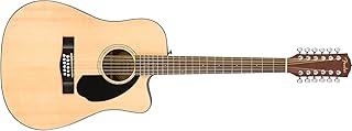 Guitare électrique acoustique 12 cordes fender droite cd-60sce - corps dreadnought - naturel