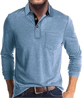 Polo à manches longues pour hommes printemps et automne, coupe régulière décontractée