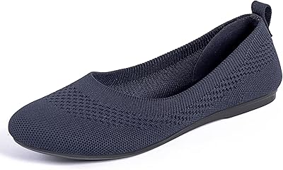 Ballerines plates pour femmes, chaussures formelles tricotées à bout rond pour femmes, ballerines