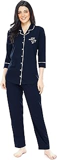 Ensemble de nuit pour femme en coton uni avec chemise et pyjama 5241
