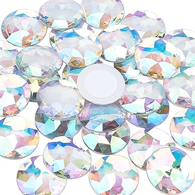 Finger springear 30pcs 12" strass acryliques ronds à dos plat avec récipient