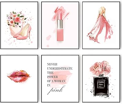 Jituihom rose mode mur art femme photo peintures affiches maquillage salle décor parfum