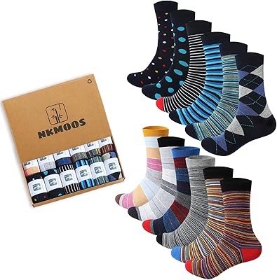 Chaussettes habillées nkmos pour hommes colorées amusantes d'affaires à rayures en coton