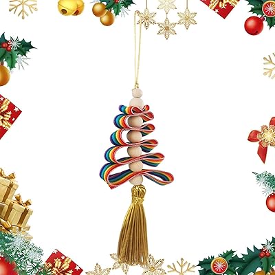 Ornements uniques pour arbre de noël | décor à suspendre durable, ruban arc-en-ciel