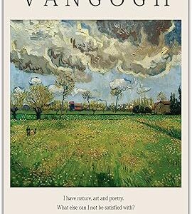Affiche d'art de vincent van gogh, paysage sous un ciel orageux, réplique à l'huile de l'impressionnisme célèbre, reproduction sur toile pour salon, chambre à coucher, bureau - 16 x 24 pouces sans cadre. Diaytar : Des prix qui défient toute concurrence