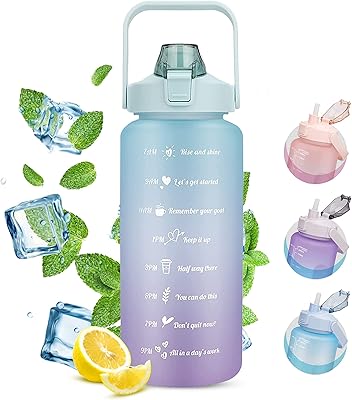 Bouteille d'eau étanche zero space 2l avec marqueurs de temps pour salle