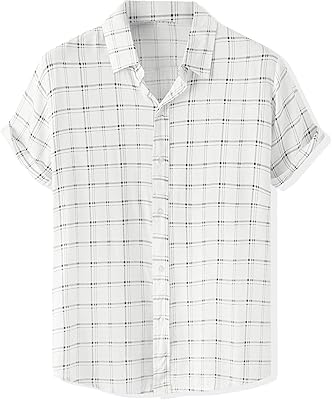 Chemises à carreaux pour hommes chemise décontractée boutonnée manches courtes hawaïens