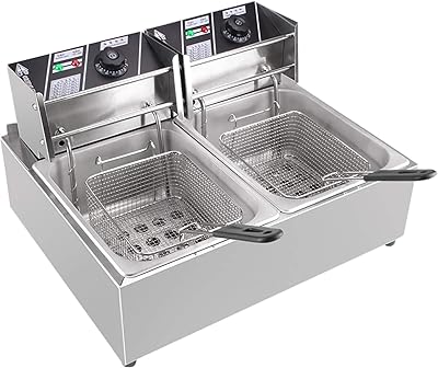 Friteuse électrique commerciale 5000w 12l double réservoir panier de comptoir pour usage domestique