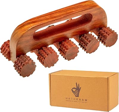 Rouleau de massage en bois hathcam, masseur corporel portatif en palissandre unisexe, 5