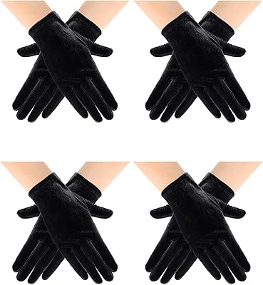 4 paires de gants d'opéra courts en velours, gants de goûter, gants