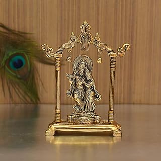 Objet de collection inde radha krishna idol en métal plaqué or janmashtami décoration