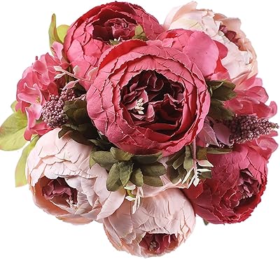 Ofrank bouquet de pivoines artificielles en soie vintage pour décoration de fête