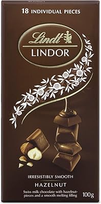Barres de chocolat individuelles lindt lindor aux noisettes, 100 g (1 pièce)