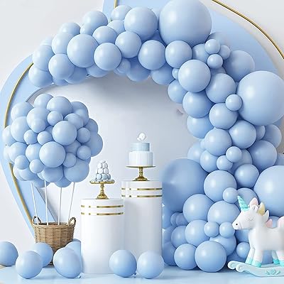 129 ballons bleu pastel de différentes tailles guirlande en arc de 18