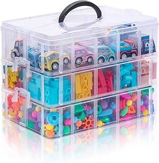Conteneurs de stockage d'artisanat empilables à 3 niveaux boîte de rangement en plastique