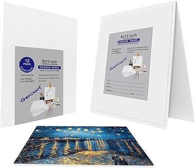 Tableaux de toile blanche vierge gencart 24x30cm/9x12 pouces, 12 pièces, peintures sur toile