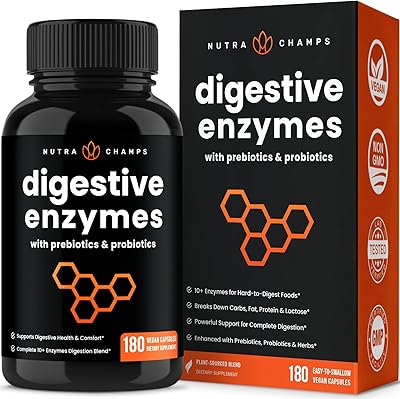 Enzymes digestives avec prébiotiques et probiotiques 180 gélules végétales meilleure digestion et absorption