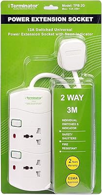 Rallonge d'alimentation universelle 2 voies terminator, 3 m 3 x 1,25 mm2, corps