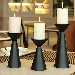 Lot de 3 bougeoirs noirs bougeoirs en métal pour bougies