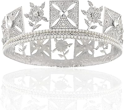 Diadème royal et reine yuvikathu avec strass et perles design classique en cercle