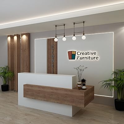 Bureau de réception dale moderne et élégant en bois avec base en finition
