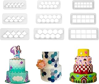 Renhesky 9 pièces moules à gâteaux emporte-pièces fondant géométriques outils de de ́coration
