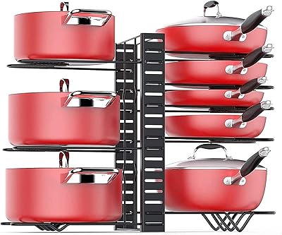 Support de rangement pour casseroles et poêles pour armoire à 8 niveaux