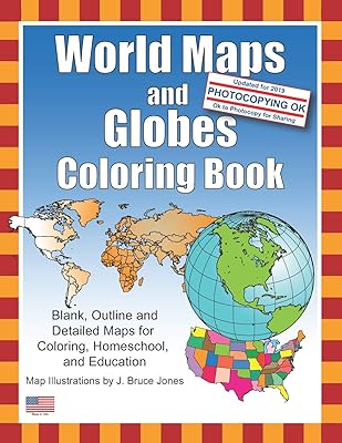 Livre de coloriage de cartes du monde et de globes : cartes vierges