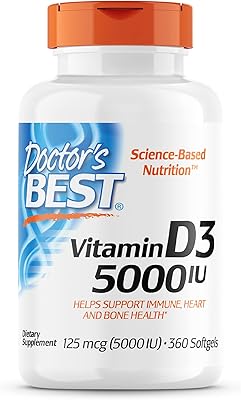 Doctor's best vitamine d3 5 000 ui, sans ogm, sans gluten, sans soja