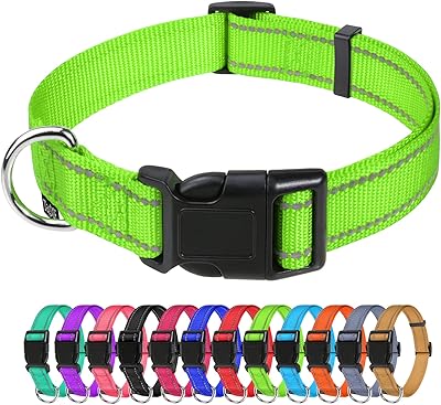 Collier pour chien en nylon réfléchissant tag me collier classique réglable avec clip