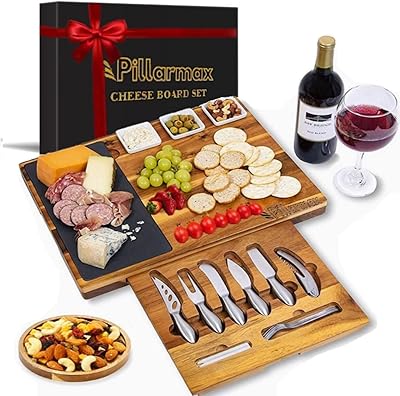 Pillarmax extra large planche à fromage et charcuterie en bois d'acacia avec rainure
