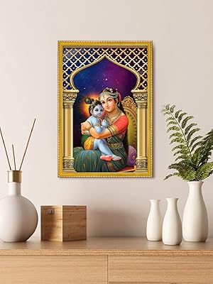 999store peinture photo lord child bal krishna avec yashoda maa avec cadre