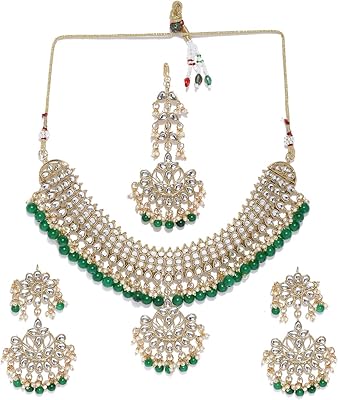 Parure de bijoux de mariage en perles zafiri pour femme (or) (zpfk8522)