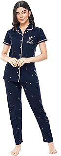 Ensemble chemise de nuit, chemise et pyjama en coton imprimé cœur pour femme